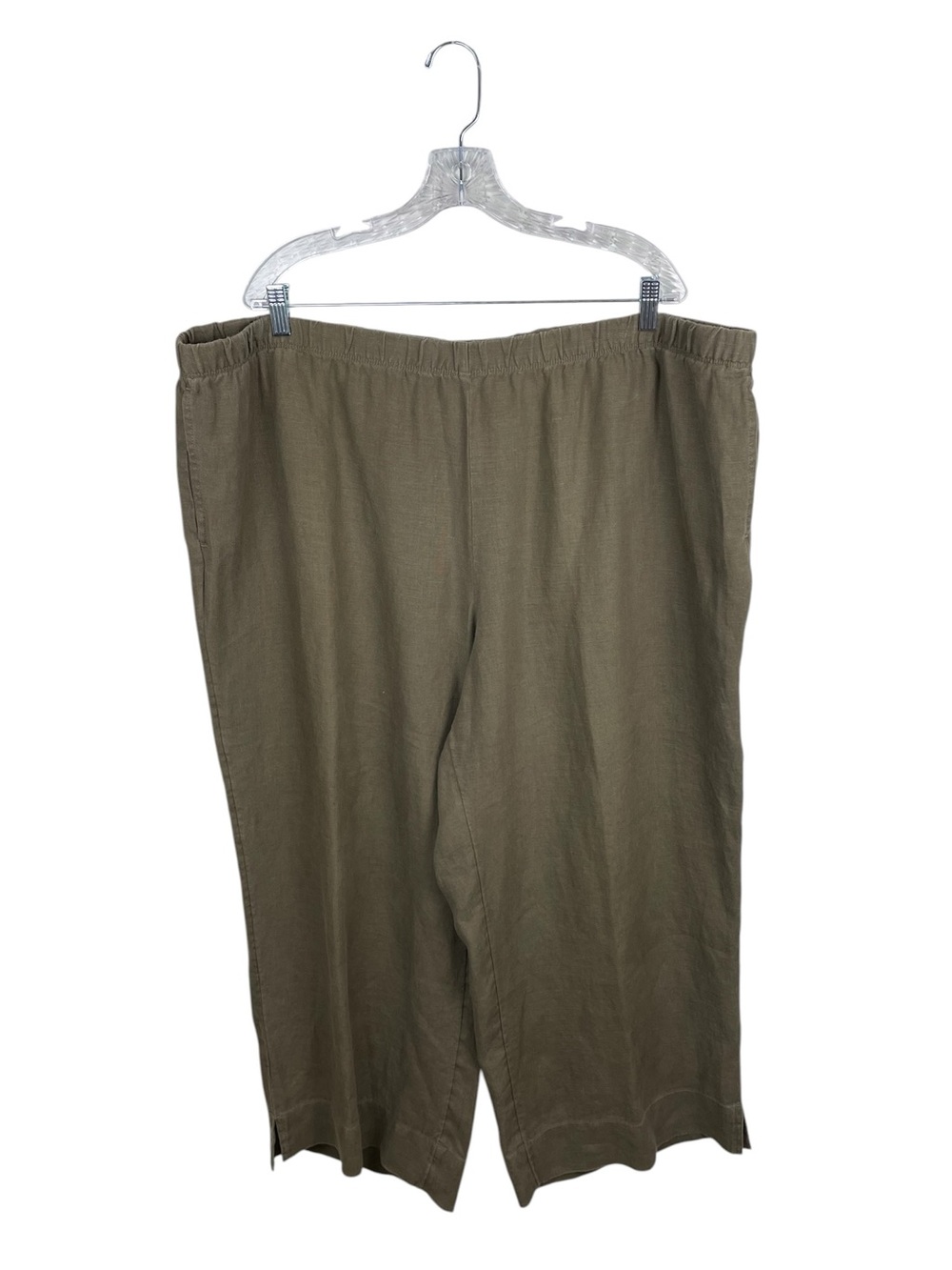 J. Jill Women's Linen Pull On Pants Size 3X Olive Green Lagenlook Casual
